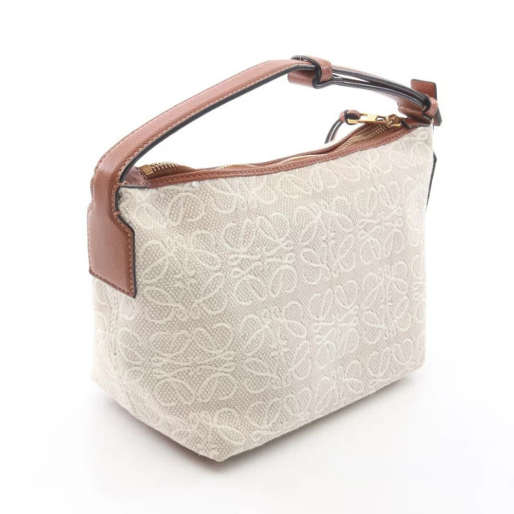 Loewe Beige CUBI ANAGRAM Cream handbag canvas leather brown Cream Brown